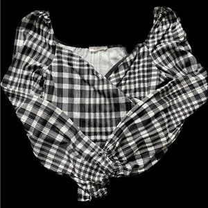 Plaid Long sleeve Tie Top